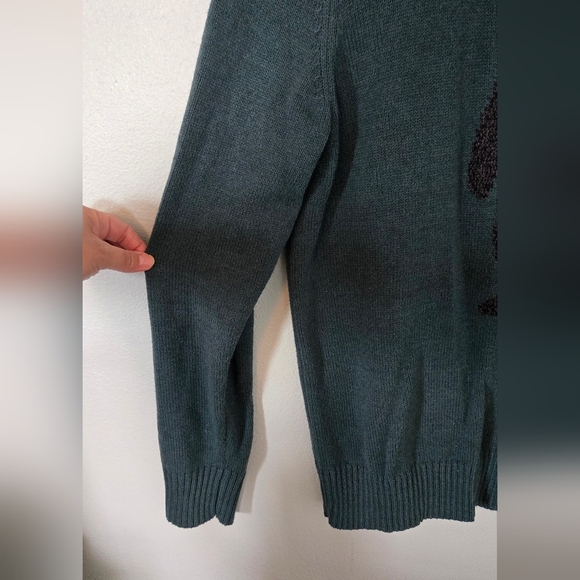 Urban Pipeline Crew Neck Sweater Green Black Bear Knit Long Sleeve Size Large - Picture 4 of 6